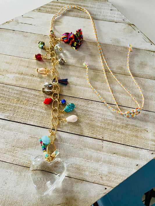 Collar One of a Kind:Joyful Heart-Orange Cord