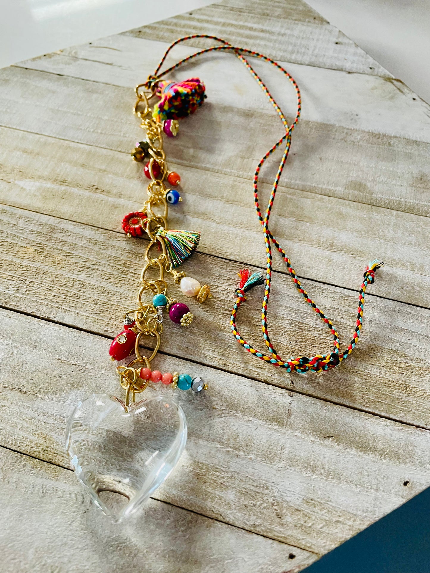 Collar One of a Kind: Joyful Heart Red and Tourqueise