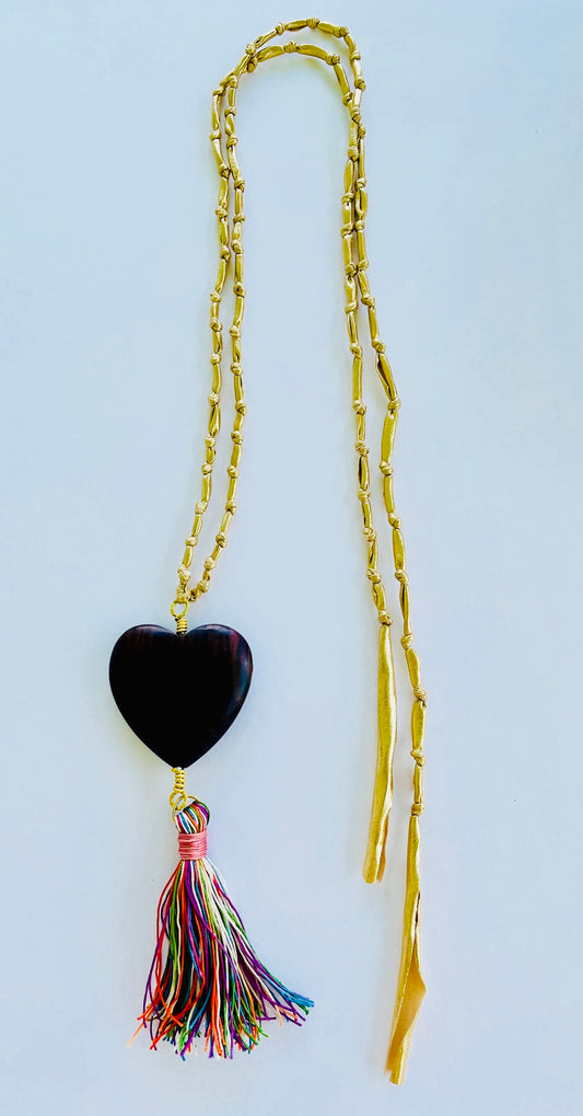 Collar: Rainbow Heart/Marron
